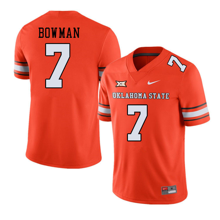 Men #7 Alan Bowman Oklahoma State Cowboys College Football Jerseys Stitched-Alternate Orange - Click Image to Close